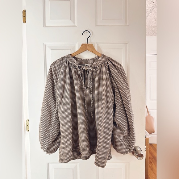 Daughters of India Brown Checkered Blouse - Picture 3 of 5